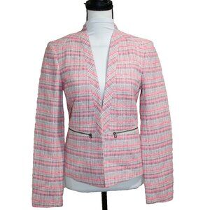 Halogen Multi-color Pink Tweed Blazer NWT Open Front Summery Spring Size Small